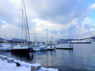 船着き場　雪景色